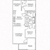 Floor plan for 2 beds, 1 bath, 870 sqft
